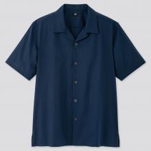 MEN OPEN COLLAR SHORT-SLEEVE SHIRT