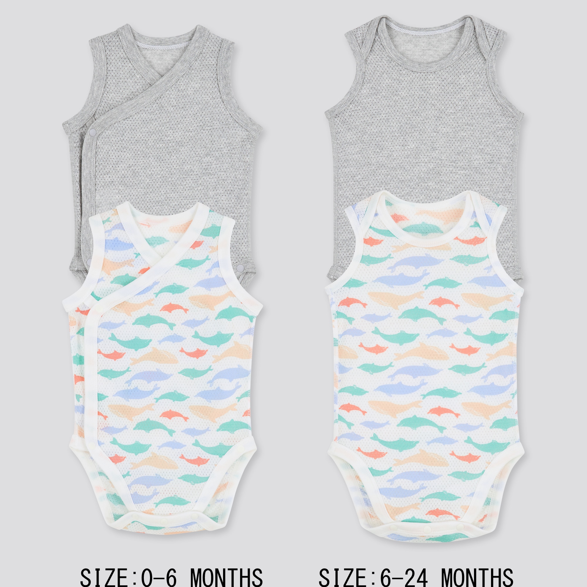 NEWBORN JOY OF PRINT COTTON MESH SLEEVELESS INNER BODYSUIT (SET OF 2)