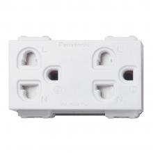 DOUBLE SOCKET WITH SAFETY SHUTTER PANASONIC WEGN 15829 3-PIN WHITE