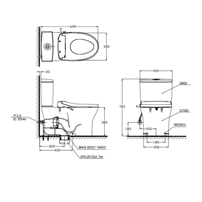 Automatic Toilets TOTO CST920E1, | Komnit Express