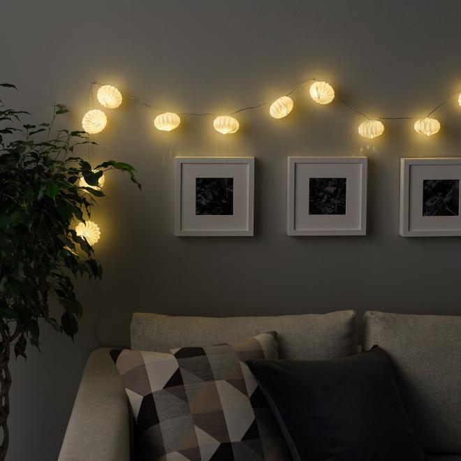 BLÖTSNÖ LED string light with 24 lights, indoor black - IKEA