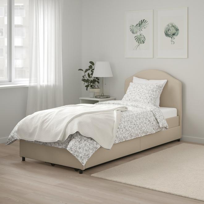 HAUGA Bedroom furniture, set of 5, Lofallet beige/white, Full - IKEA